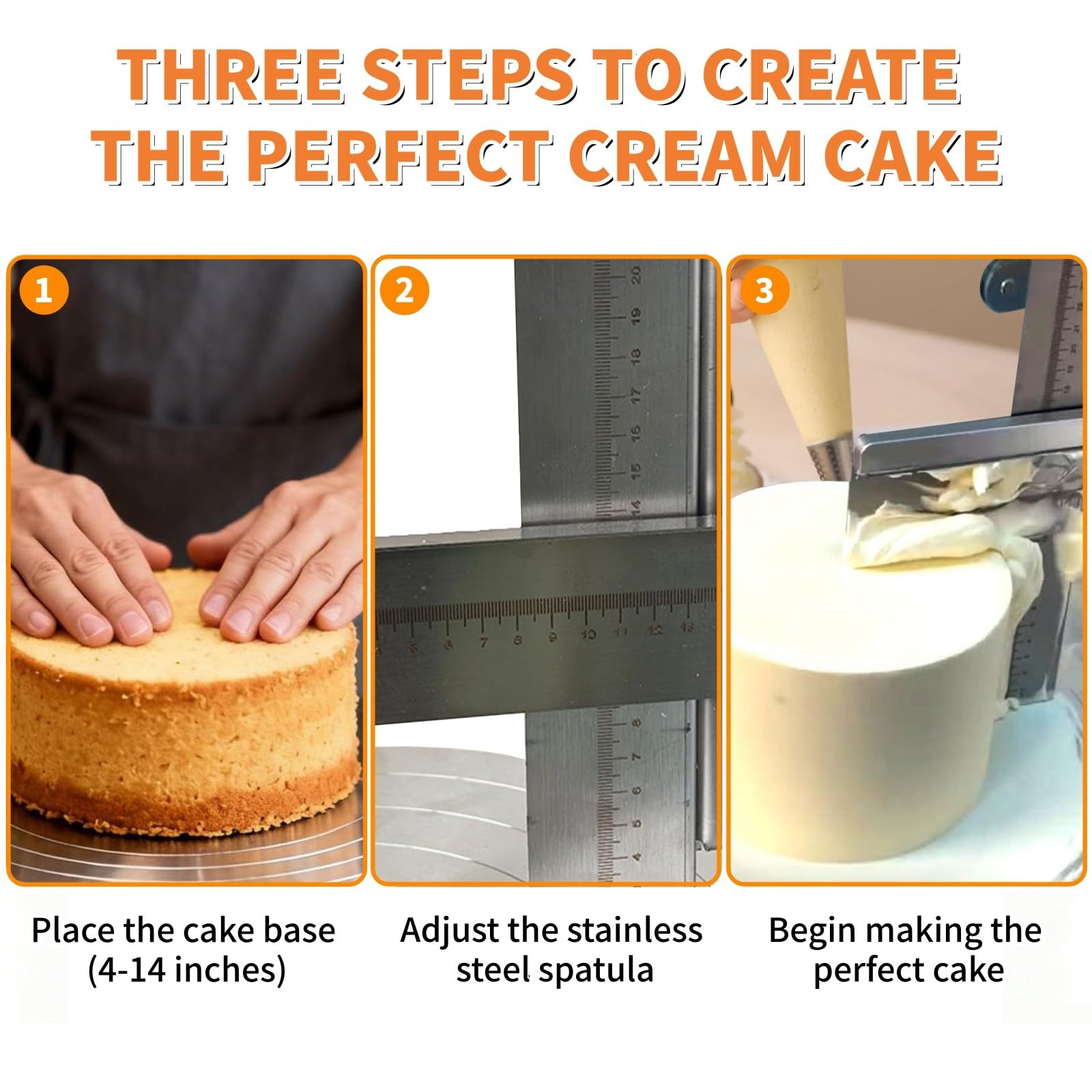 Macchina Decorazione Torte 10–30 cm, Spalmatrice di Glassatura e Glassa Elettrica con velocità Regolabile, 60–320 Giri/min, Spatola Smussata, Doppia Rotazione