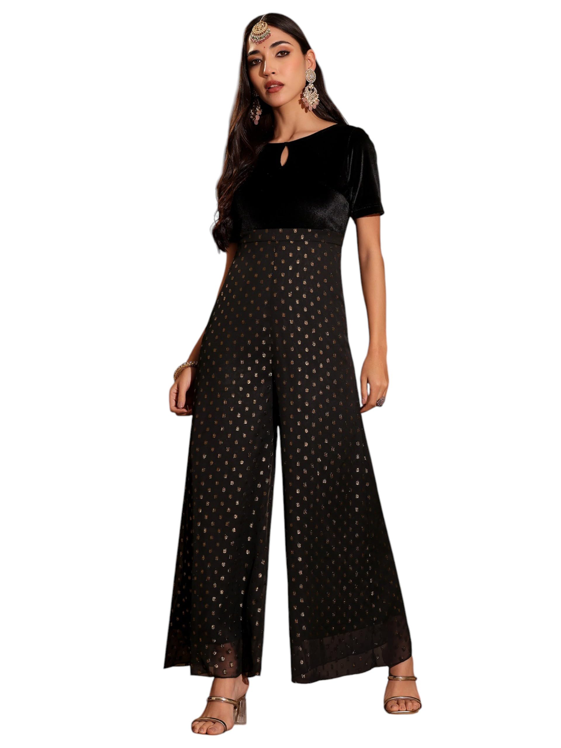 miss chase Women's Neck Half Sleeve Wide-Leg Regular-Length Polyester Printed Jumpsuit-picture-36