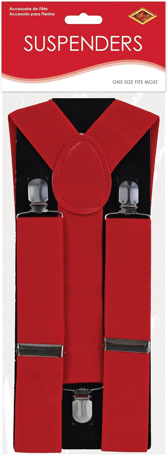Red Suspenders (adjustable) Party Accessory
