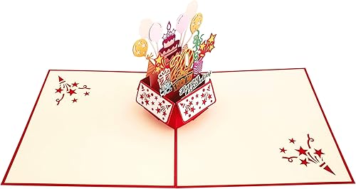 Miniatura 4 de iGifts And Cards Tarjeta de felicitación emergente 3D con caja de fiesta de cumpleaños número 20 de 20 años, increíble, globos, regalos, único