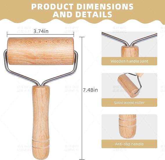 Rolling Pin, Wooden Rolling Pins For Baking, Pizza Dough Roller, Not Easy To Crack, Non-Stick Wood Pastry Roller, Essential Kitchen Utensils.