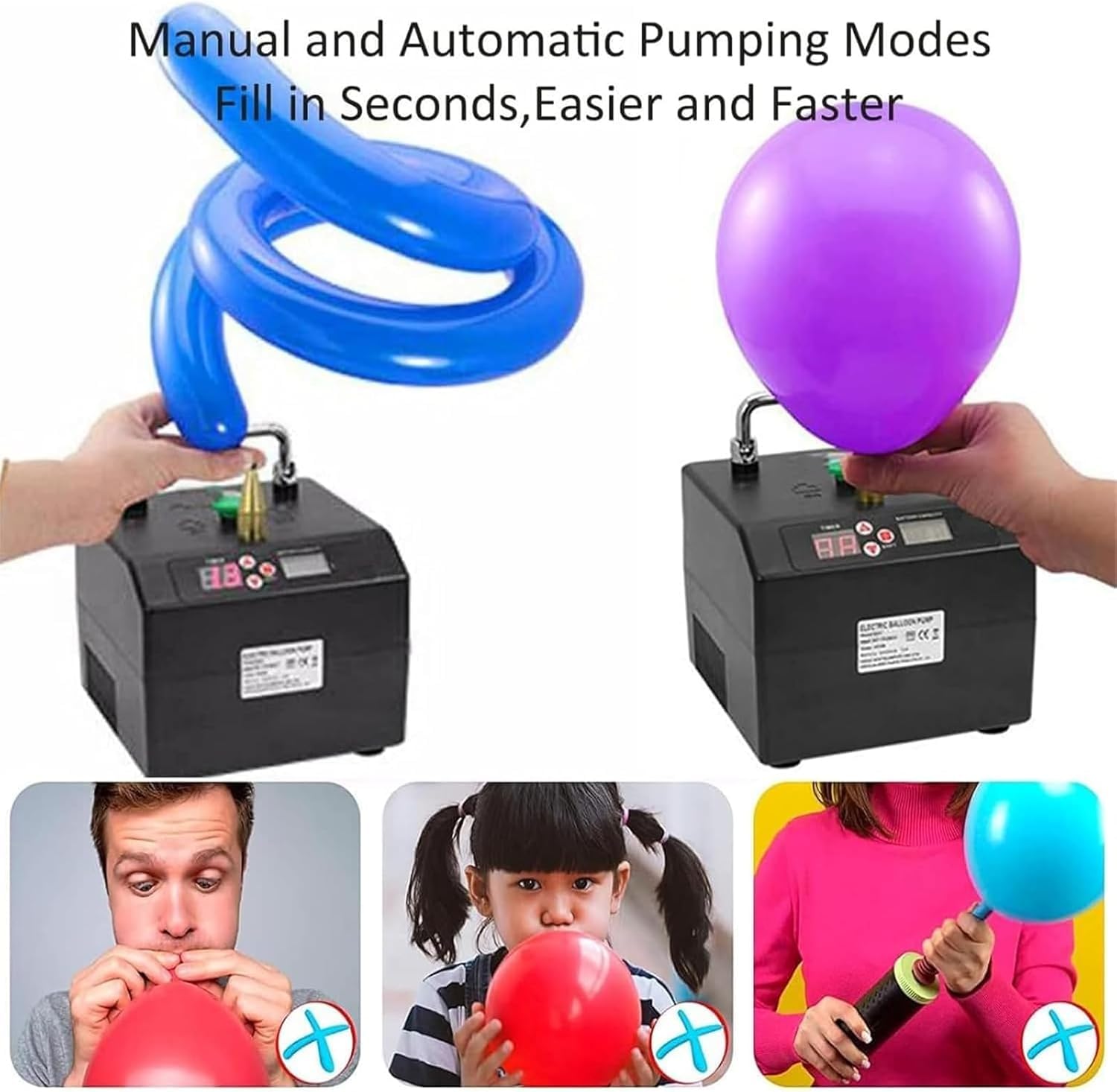 Pompe à ballon électrique 120 W double mode avec fonction minuterie