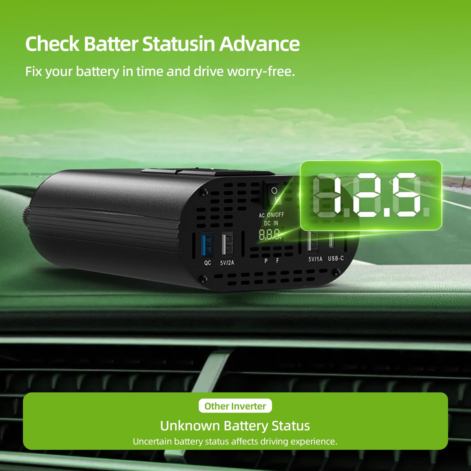 TAGEEBLU 12V 500W Power Inverter 12v to 240v, Car Voltage Converter Transformer with 2 3-Pin Sockets & 2-USB & 1 QC & 1-Type-C Ports for Charging Phones, Laptop, Tablets, TV, Camping Equipment — view 6