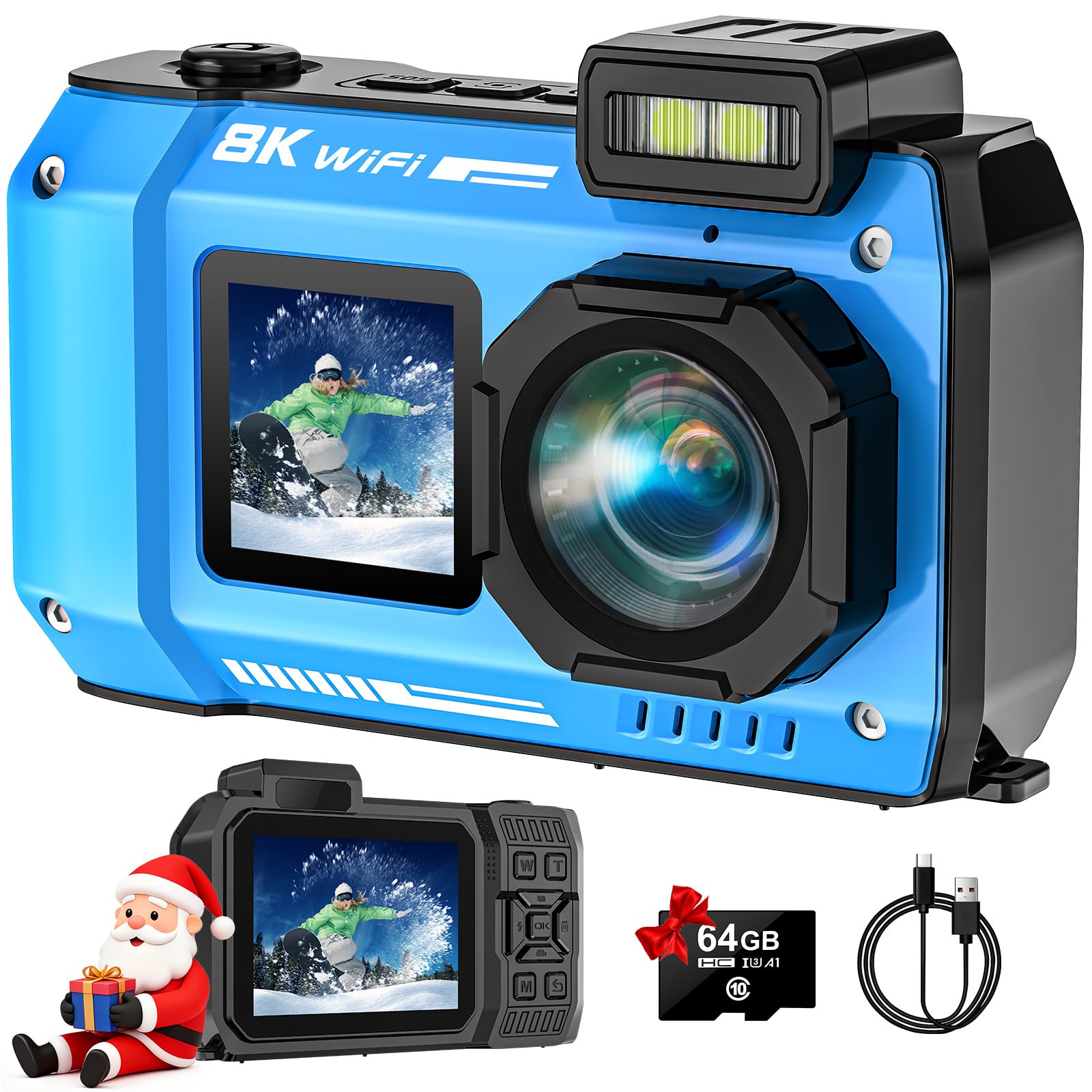 Amazon.com : SPUNALP UHD 8K Underwater Camera, 70MP 33FT WiFi