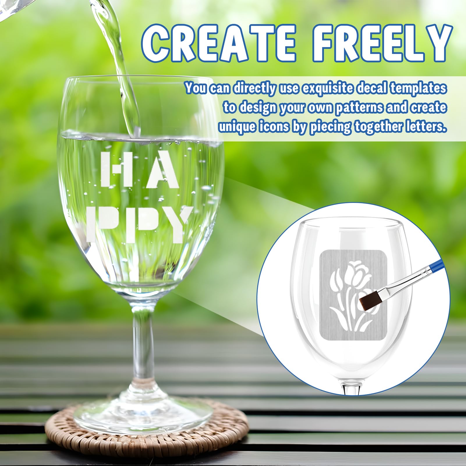 Crema per incisione su vetro, crema per incisioni su vetro, pasta per incisione su vetro, con 4 stencil riutilizzabili, crea bellissimi disegni su superfici in vetro, adatti per finestre, tazze e