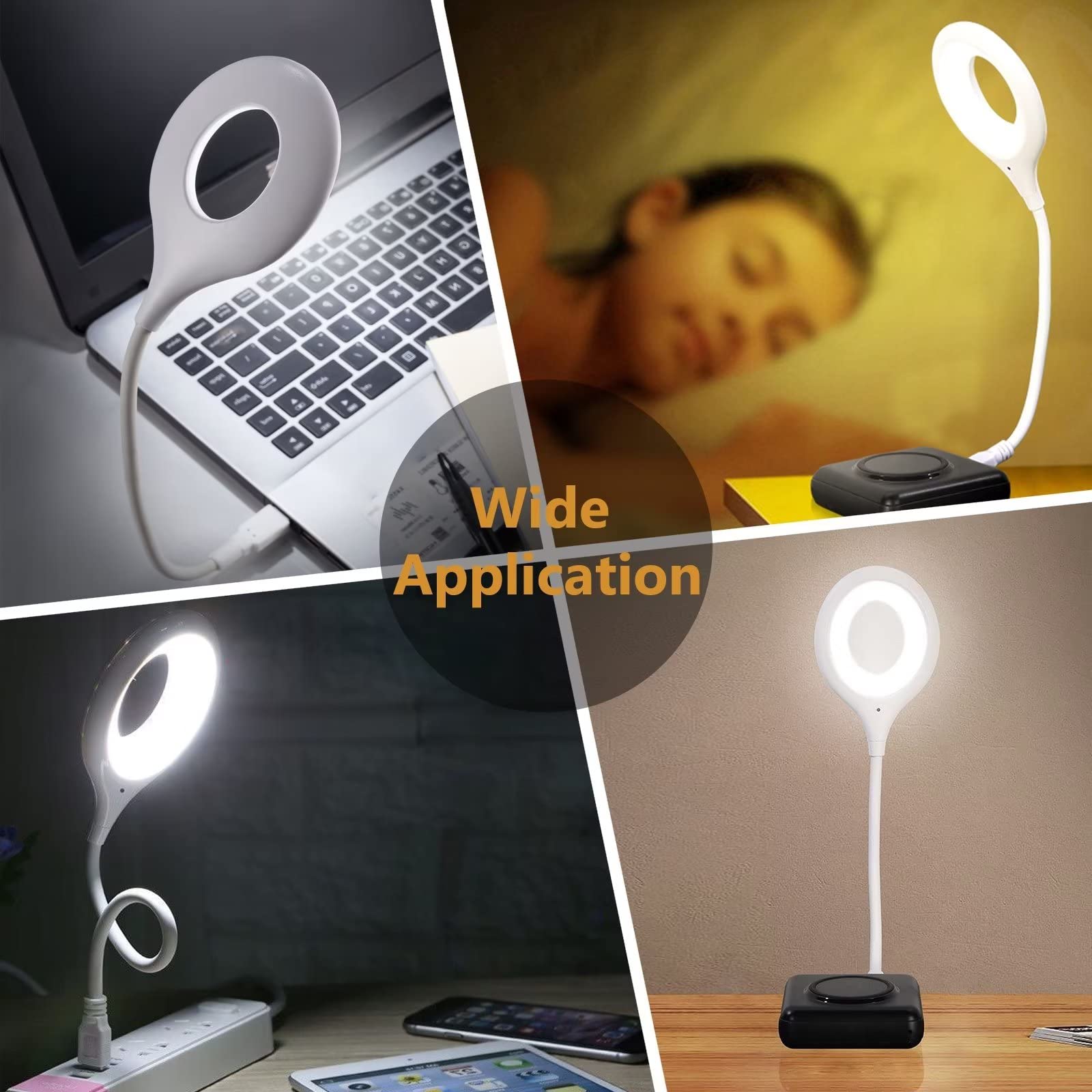 ADITAM Veilleuse Intelligente à Commande vocale USB Lampe de Commande vocale Bureau veilleuse Flexible Mini Lampe de Bureau pour la Maison Chambre Double The Comfort
