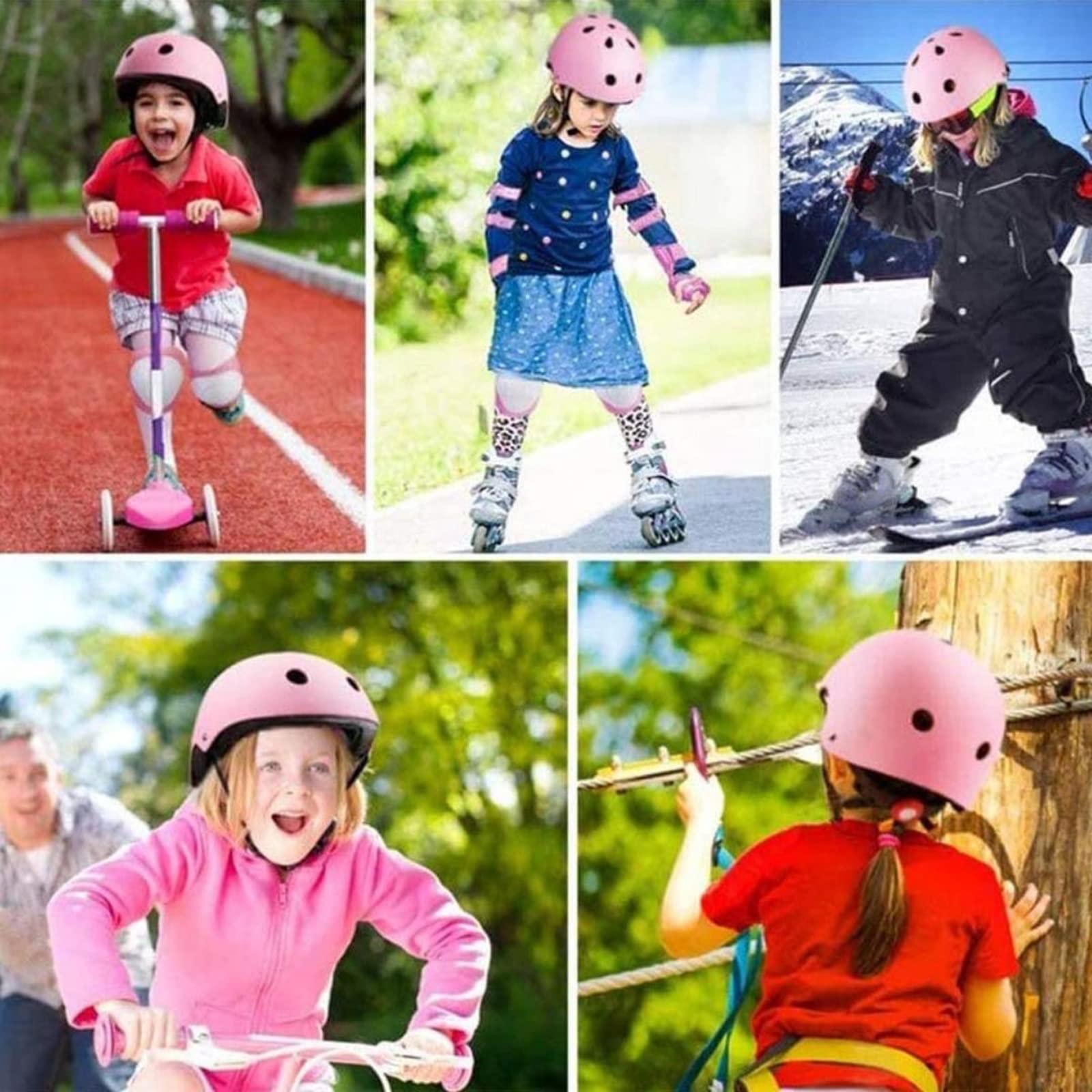 Kit Protection Enfant 7 Pièces - Casque, Genouillères, Coudières, Poignets - Vélo, Skate, Roller