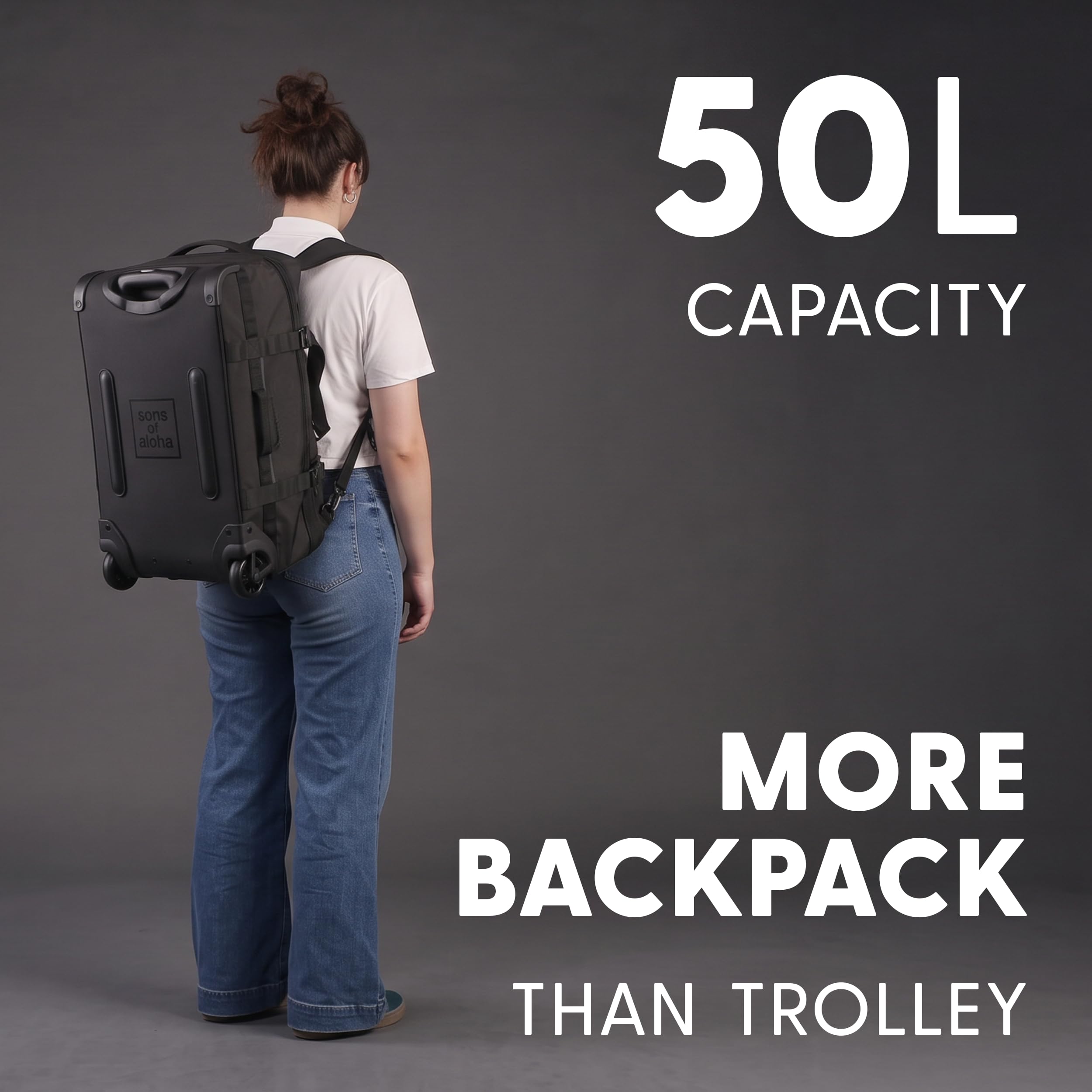 Bolsa de viaje XL con ruedas 3 en 1, mochila de viaje y carrito impermeable | Flow con compartimento para zapatos y esquinas protectoras para hombre y mujer | mochila de viaje de alta calidad Ripstop