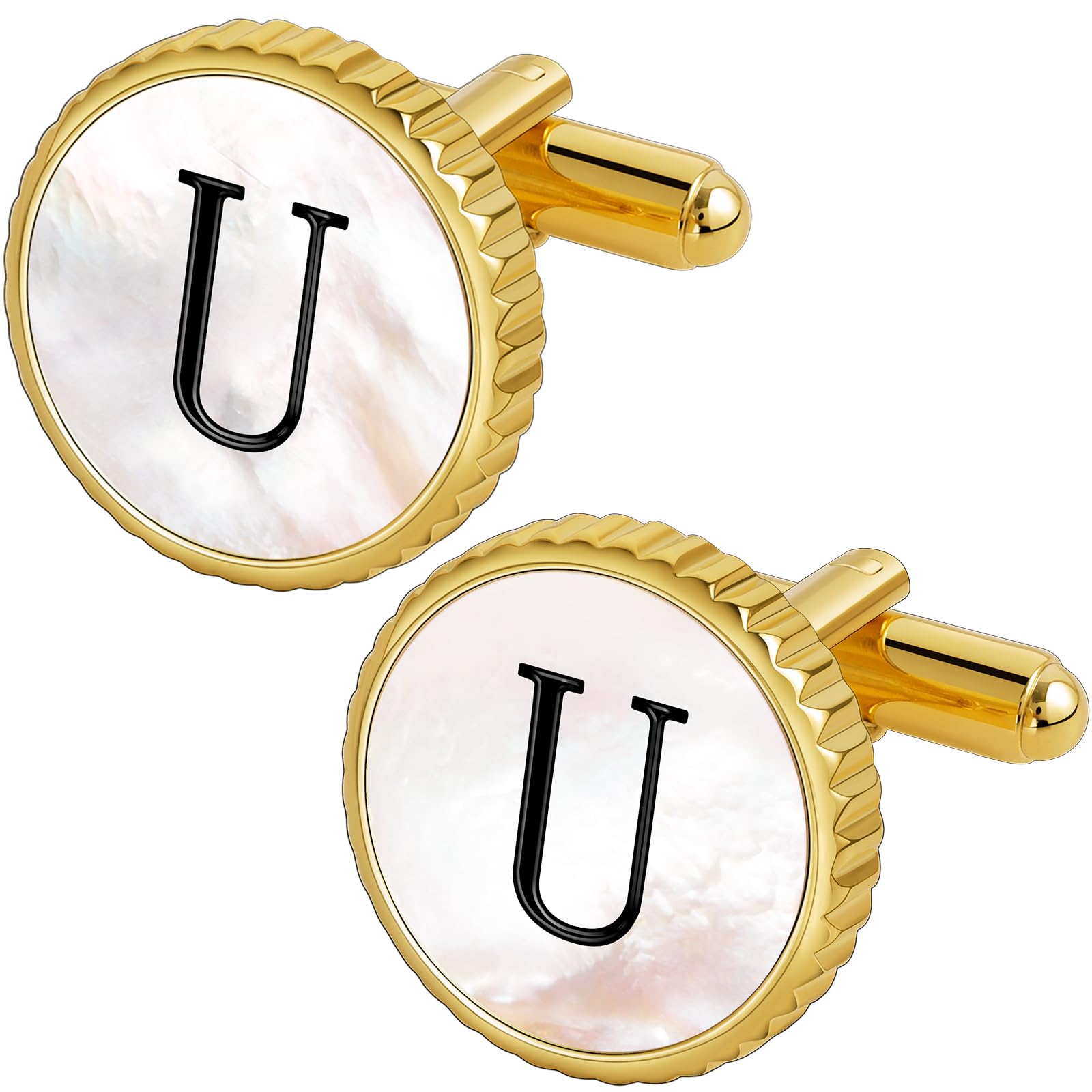 Cuff Links Mens Golden Silver Gunmetal Black, Cufflinks for Men Custom Initial Personalized Mother Of Pearl Mens Cufflink for Shirt Golden Silver Gunmetal Black Cuff Link Shirt for Wedding