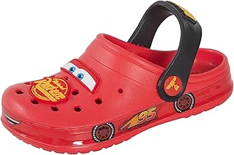 Disney Boys Cars Clogs with Charms, Kids Sandals, McQueen Lightning Sliders with Ankle Strap, Beach Shoes.