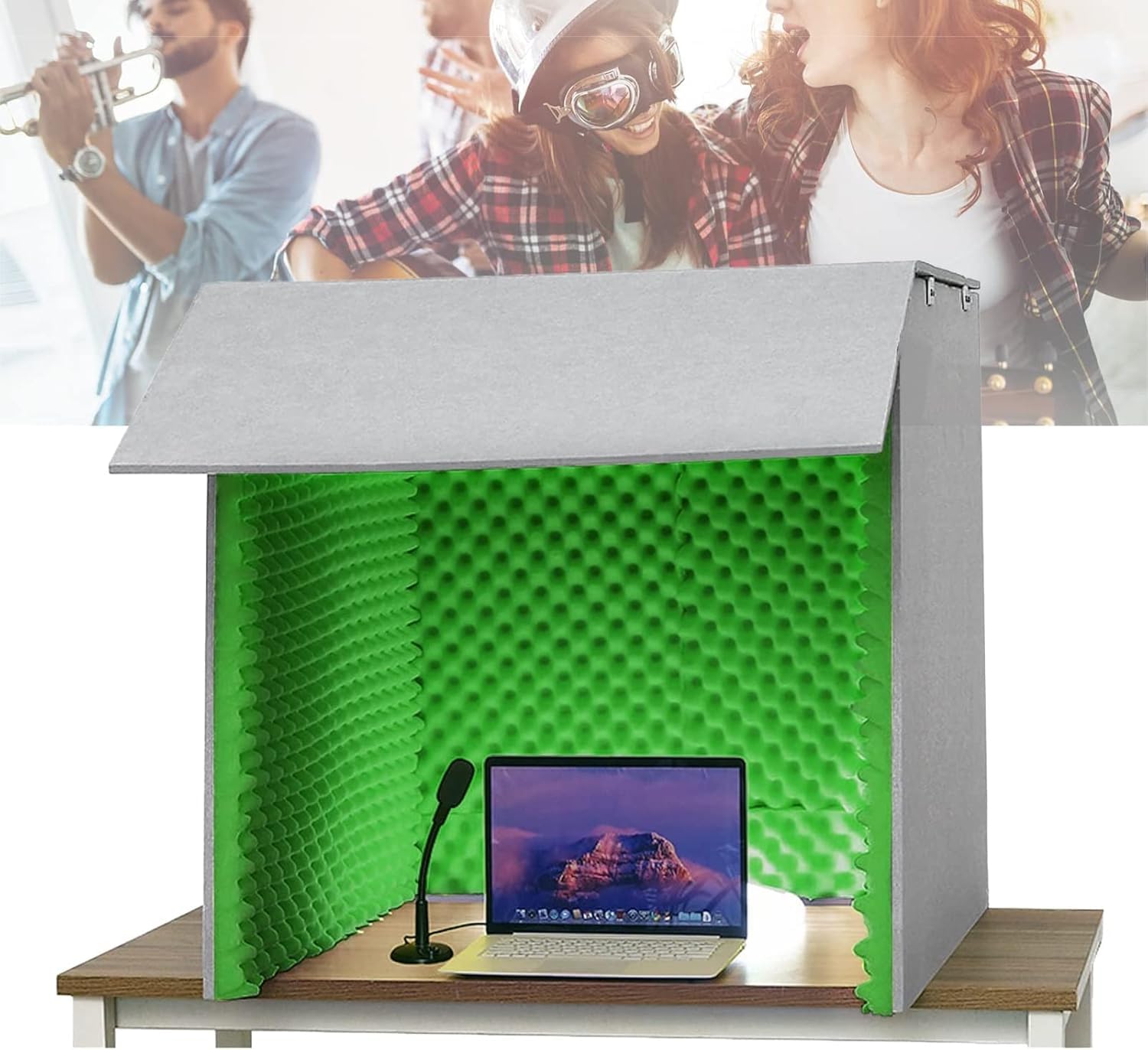 Cabina vocale portatile – Scatola di isolamento per registrazione del suono, copertura insonorizzata con pannelli in schiuma acustica per un filtraggio vocale ottimale e riduzione del rumore