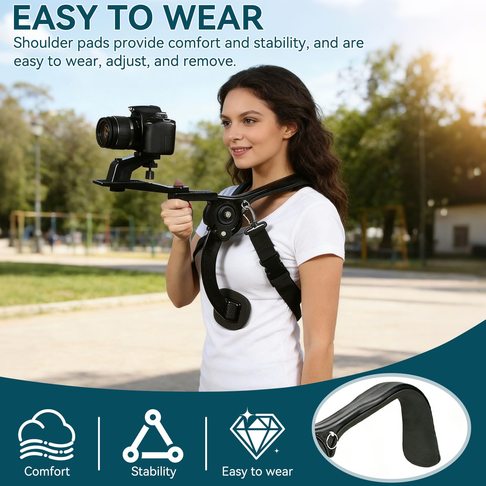 Kit d'équipement d'épaule pour Appareil Photo et caméscope, SR - 500 Noir Caméra d'extérieur avec Support d'appareil Photo Épaule pour Appareil Photo Épaule Support d'amortisseur