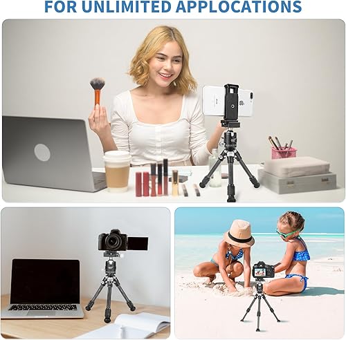 Miniatura 7 de CAVIX Mini trípode de viaje con cabezal esférico de 360 ligero trípode compacto de fibra de carbono para cámara