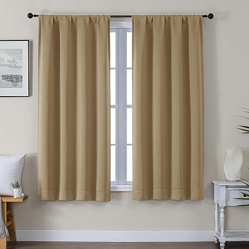 Miniatura 60 de Gwine - Cortinas opacas negras para dormitorio de 84 pulgadas de largo, juego de 2 paneles, cortinas sólidas reductoras de ruido con aislamiento