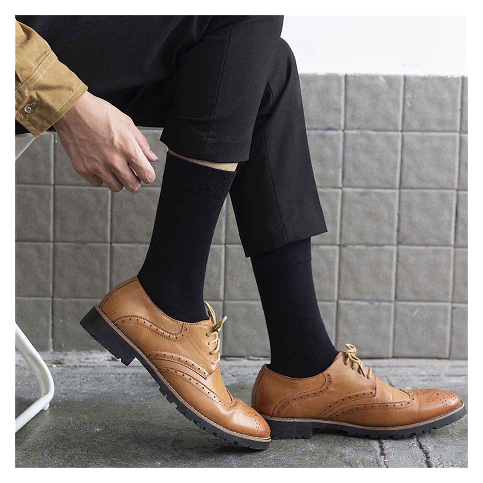 ZZSRJ Calcetines de algodón de Color Masculino Tamaño 39-46 Medias de otoño Vestido de Regalo de Regalo de Negocios Calcetines Casuales (Color : 10 Pairs Turmeric, tamaño : Size39-46)