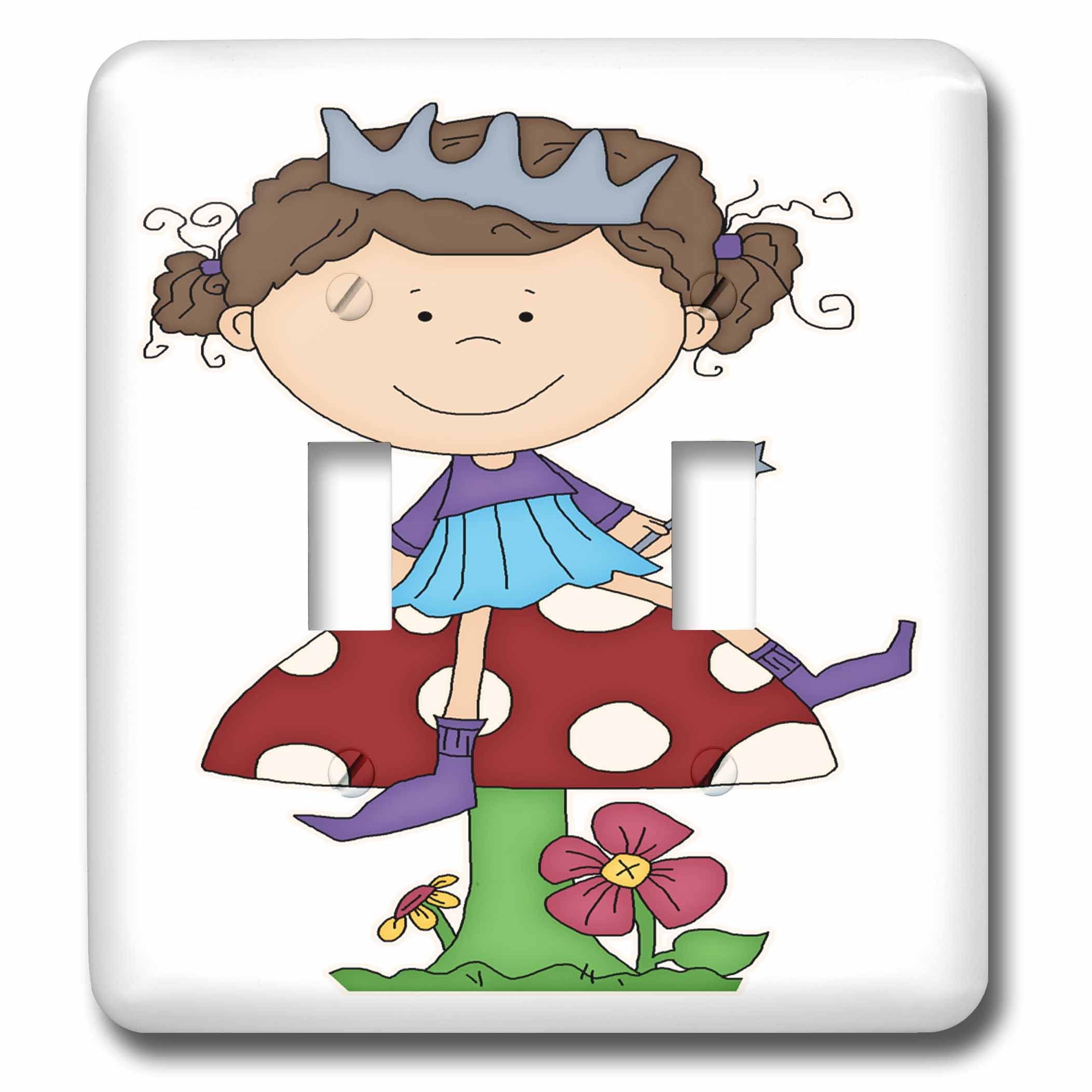 Interrupteur double princesse 3dRose pour remplacer plaque murale enfant