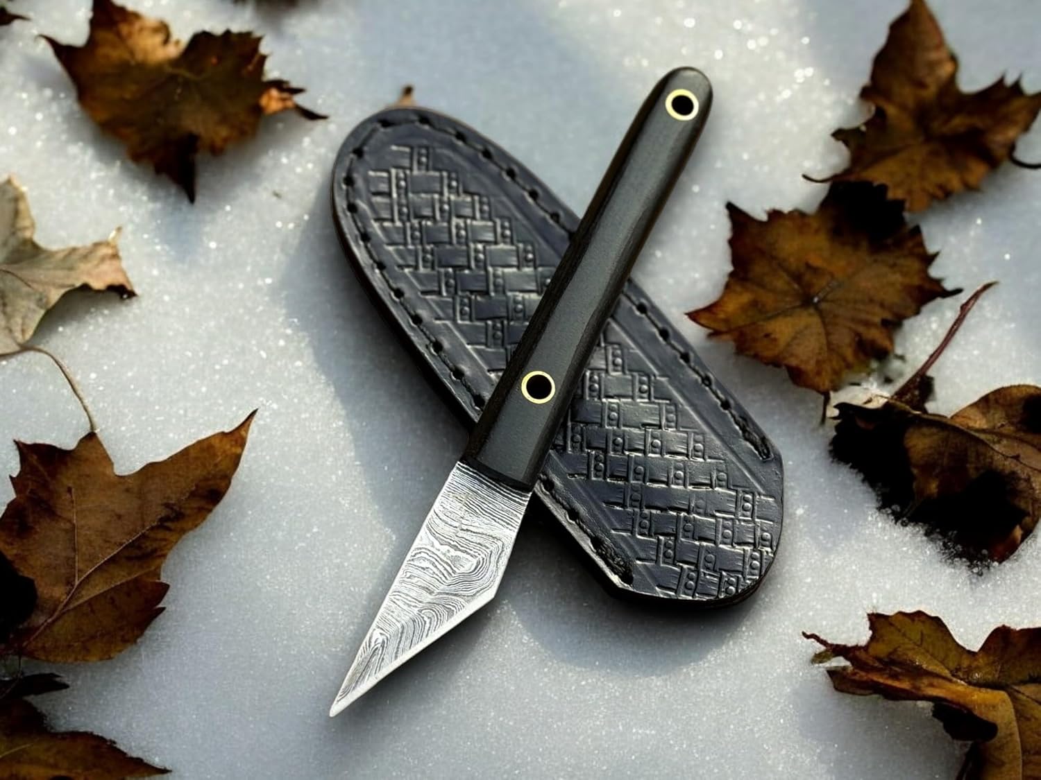 UA Handmade Fixed Blade Utility Knife| 6 inches EDC Knife with sheath | Camping Knife | Neck Knife | Whittling Knife | Box Cutter | Best Choice for Gift On Every Ocassion | Black Micarta Handle Knife