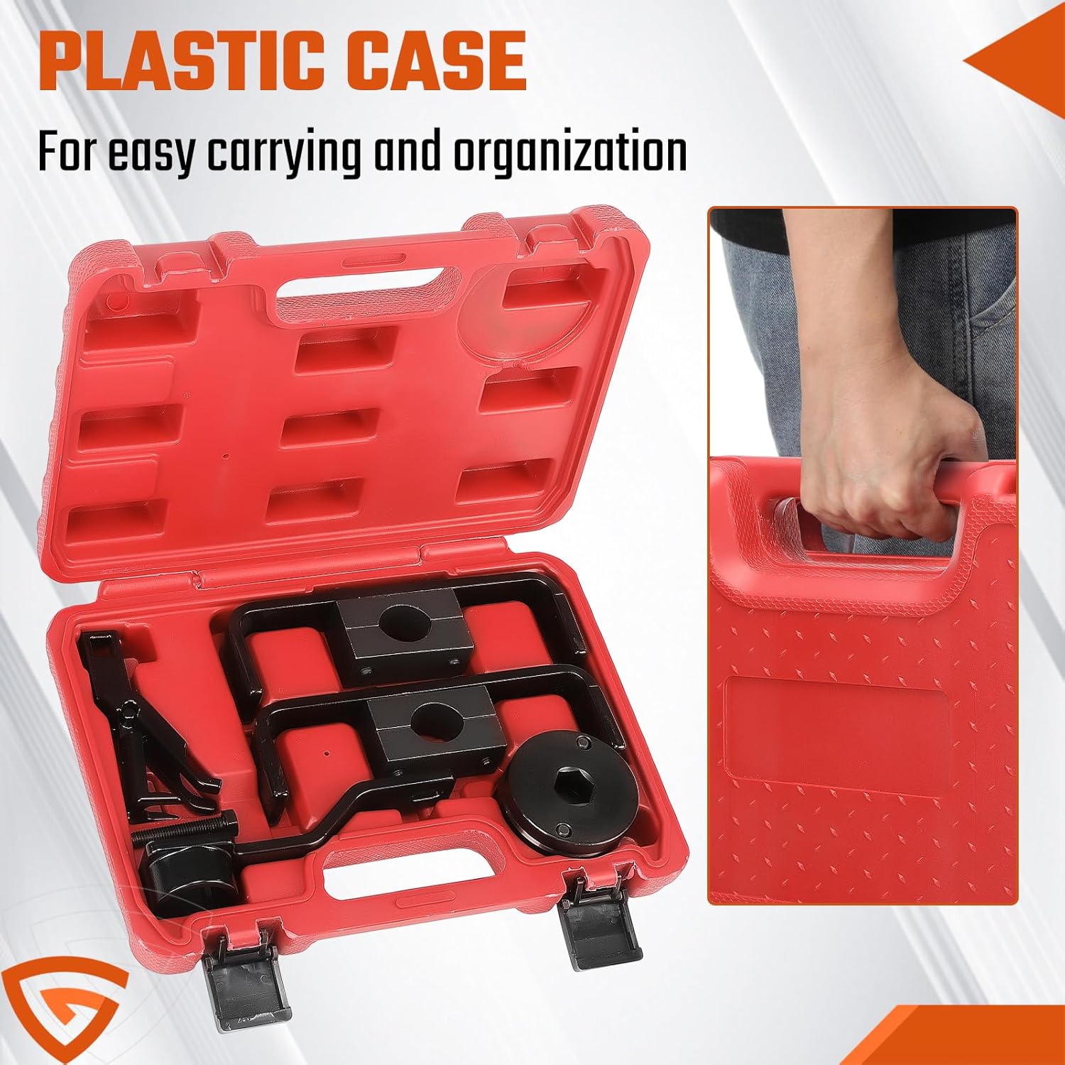 Engine Timing Tool Kit Fit For Ford 4.6L 5.4L 6.8L 2-Valve and 4-Valve Engine with Valve Spring Compressor Tool, 6 Pcs Camshaft Holding Crankshaft Positioning Tool, Replaces# 303-557, 6477