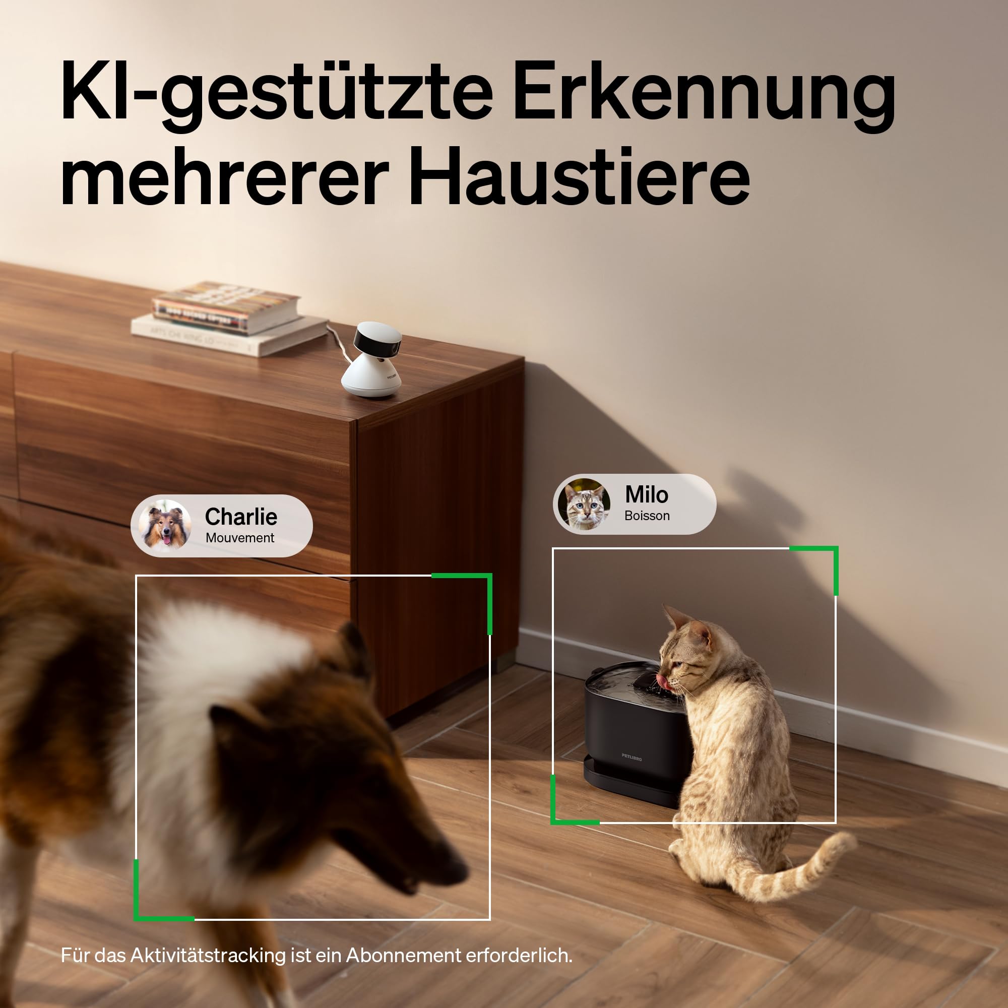 PETLIBRO Haustierkamera mit App, 360° HD Hundkamera, KI-gesteuert Haustierkamera für den Innenbereich für Multi-Tiererkennung, Aktivitäts-Tracking, Tägliche Smart-Summary, Farb-Nachtsicht mit 1080p