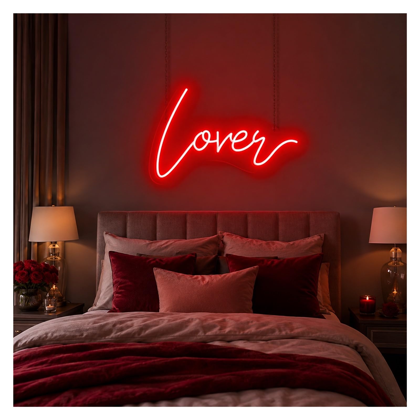 Insegna al Neon Luce LED Per Insegna Al Neon Lover | Dimmerabile Per Decorazione Da Parete Per Camera Da Letto, Matrimonio, Fidanzamento, Coppia, Festa, 38cm