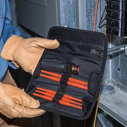 Miniatura 6 de Klein Tools 32288 Destornillador aislado, juego de destornilladores 8 en 1 con cuchillas intercambiables, 3 Phillips, 3 puntas ranuradas y 2 puntas