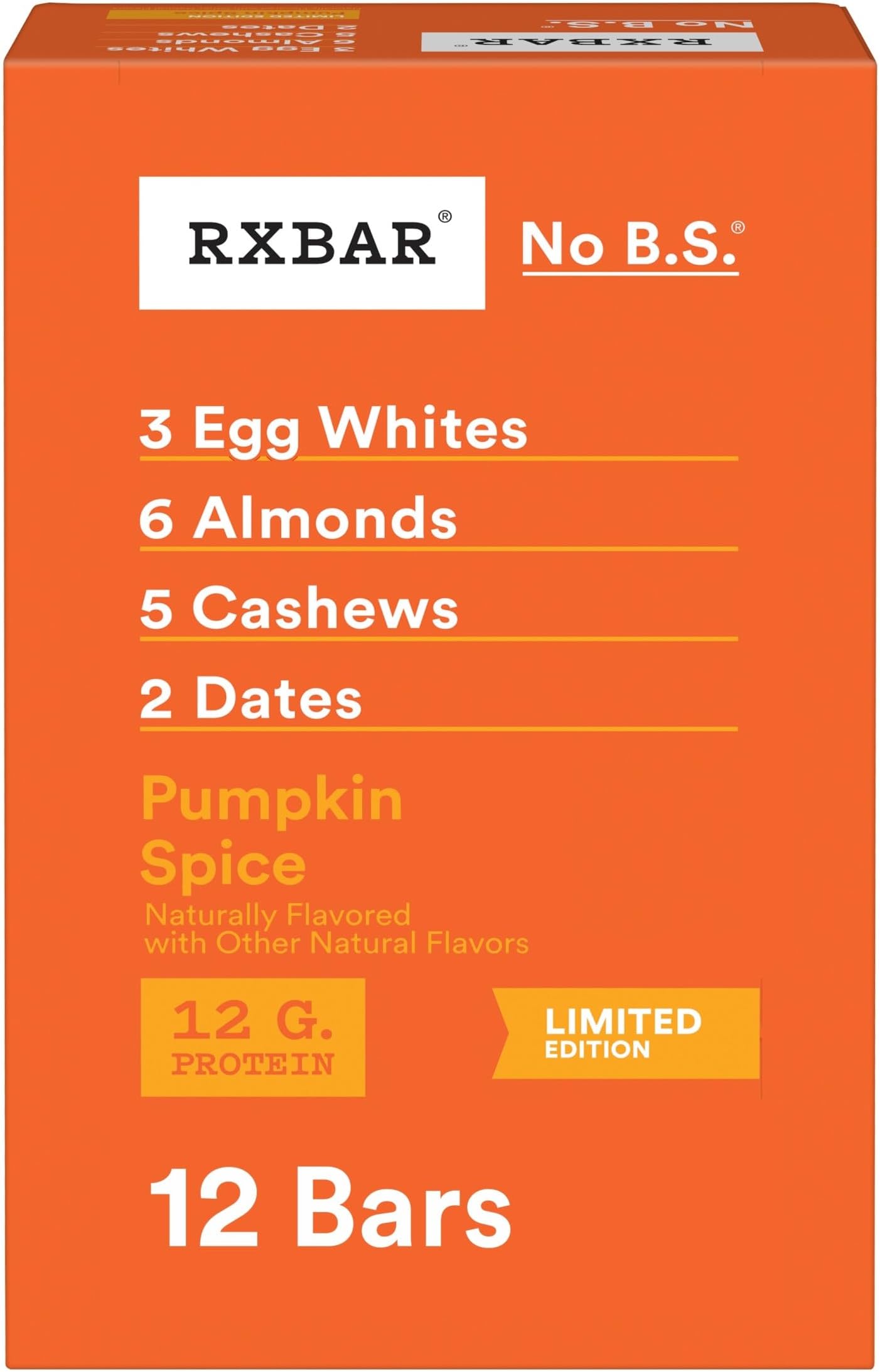 Protein Bars, Protein Snack, Snack Bars, Pumpkin Spice, 22oz Box (12 Count)