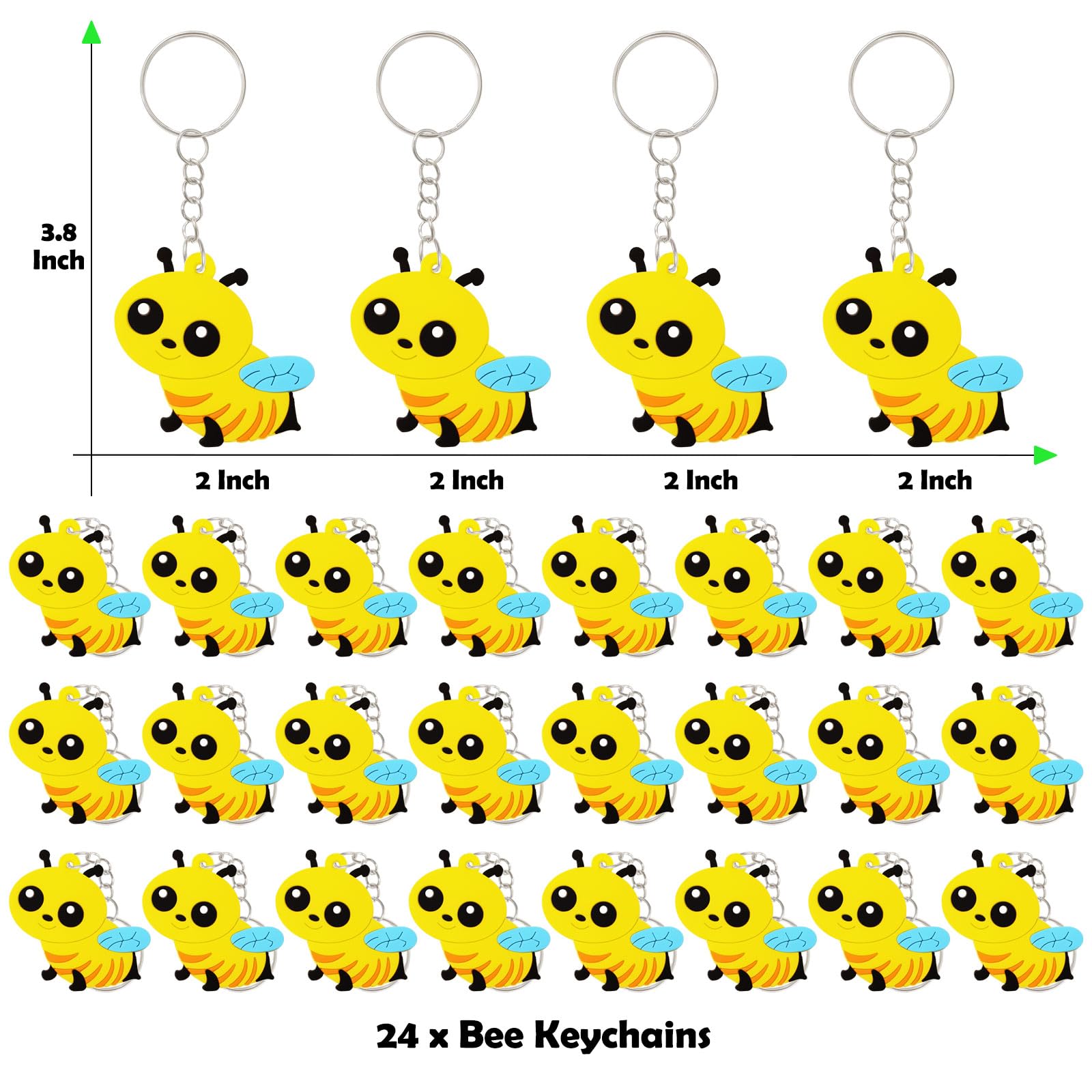 CiciBear 24 Stück Bienen-Schlüsselanhänger – Für Babyparty, Gender Reveal, Goodie Bags, Kindergeburtstag