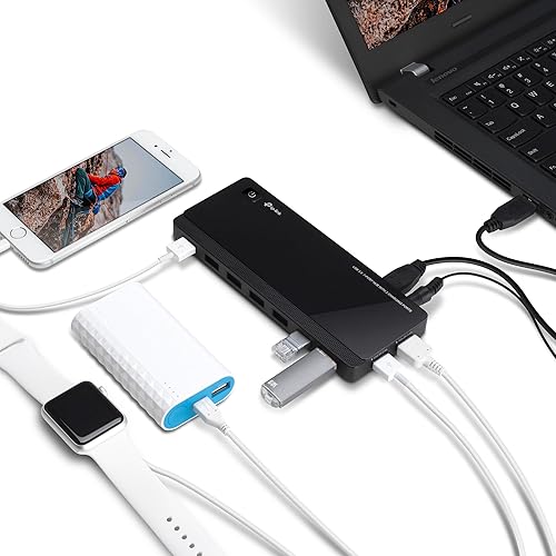 Miniatura 7 de TP-Link Hub USB 3.0 alimentado con 7 puertos de datos USB 3.0 y 2 puertos USB de carga inteligente. Compatible con Windows, Mac, Chrome y Linux OS,
