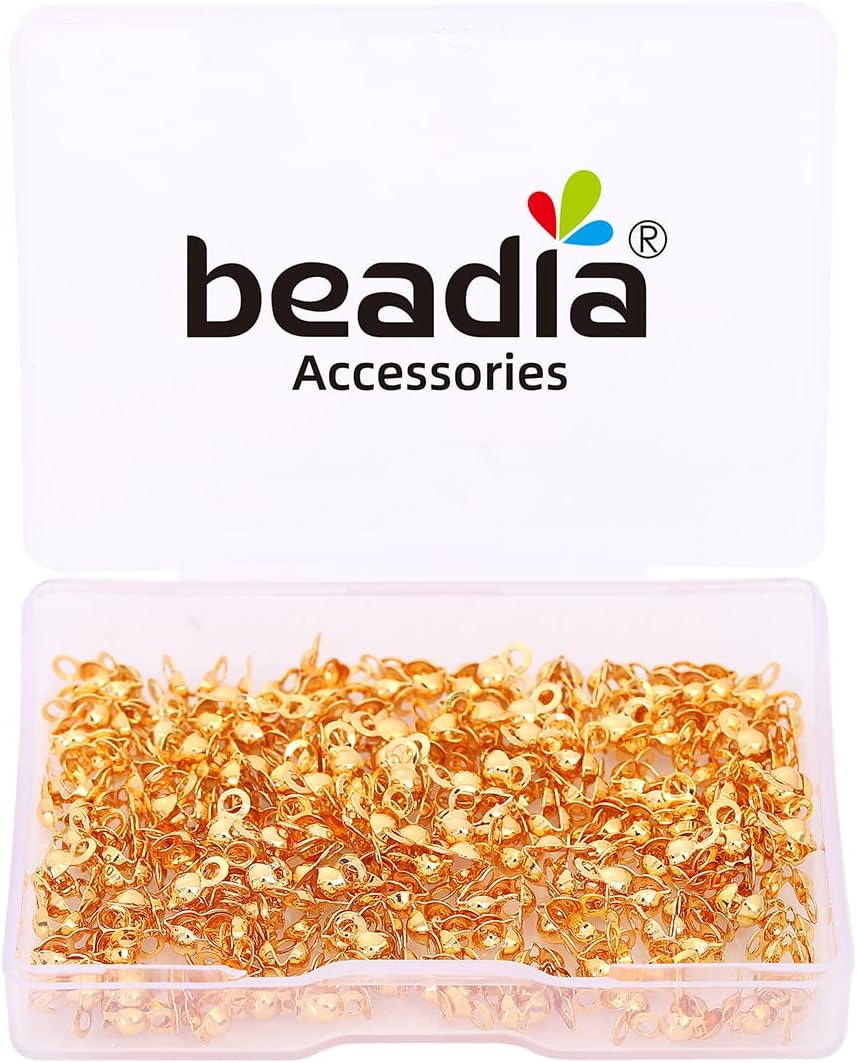 Beadia 18K Gold Plated End Caps Non Tarnish 3x6mm 200pcs for Jewelry Making Findings - Image 4