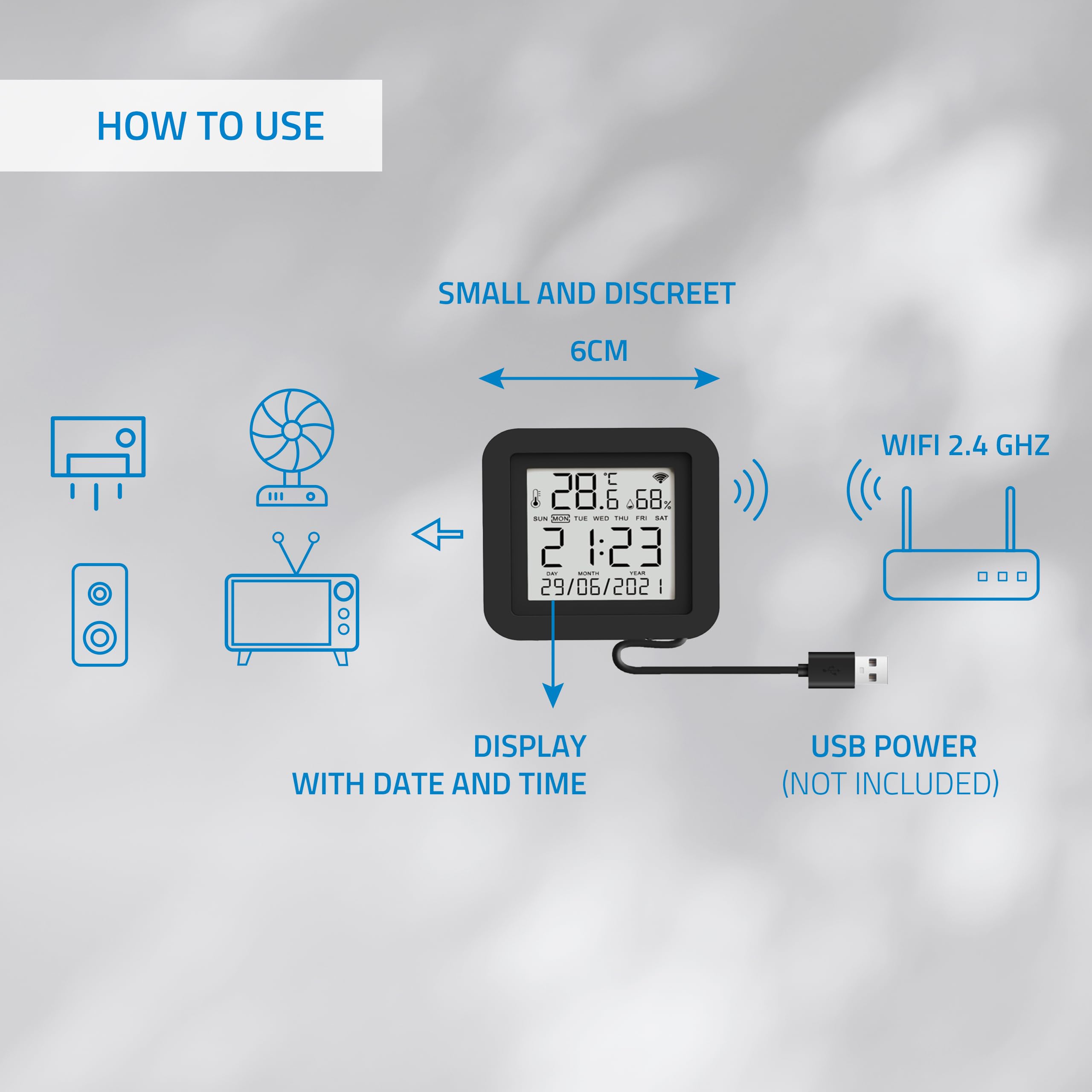 Telecomando universale WiFi IR Nivian con sensore di temperatura e umidità - Telecomando intelligente tramite App Tuya, compatibile con Alexa e Google Home, Home Automation Smart Home