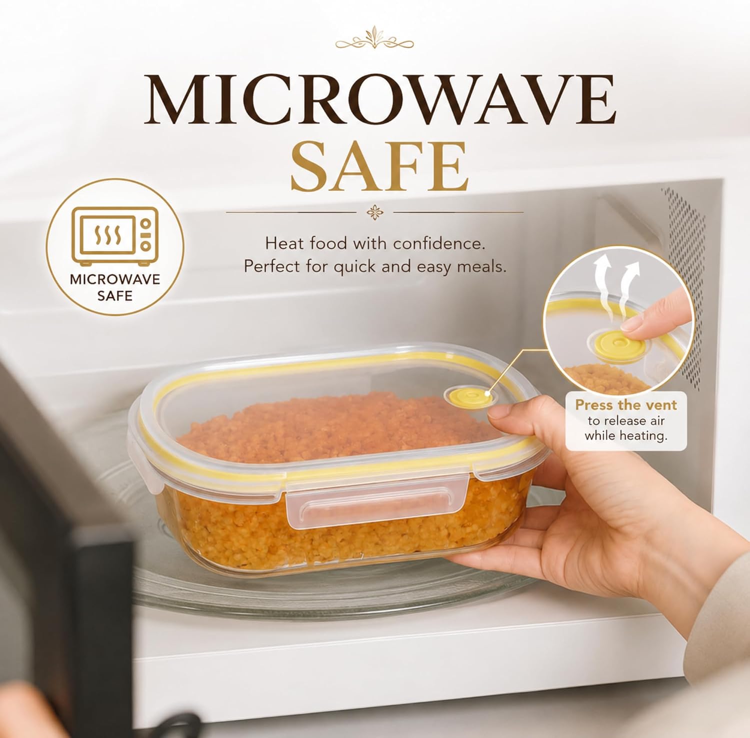 Neoflam 39oz Glass Food Storage Container, Airtight Lid with Vent, 1.2L image 5