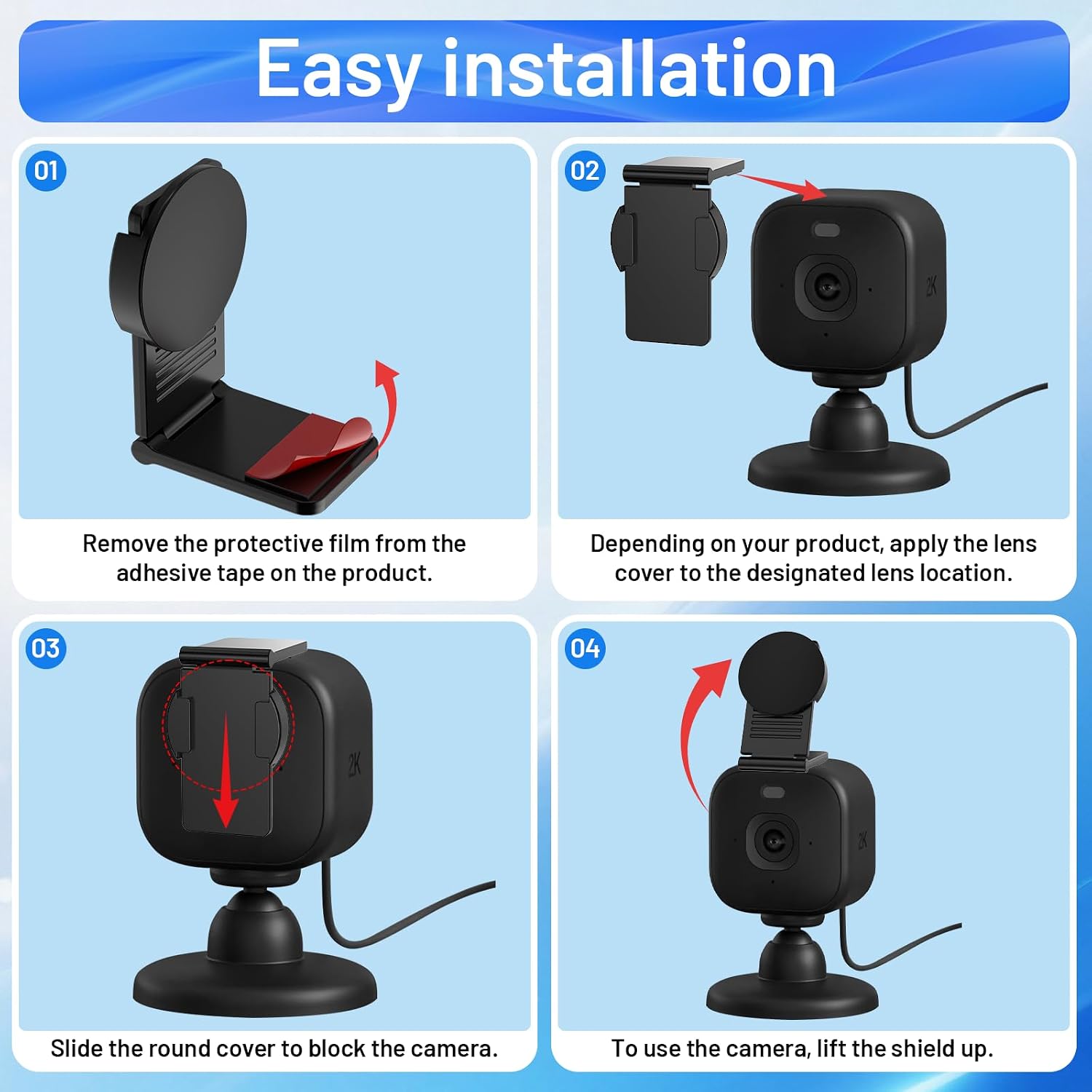 Privacy Lens Cover for Ring/Blink/Tapo/Eufy Indoor Cameras 2-Pack Black image 5