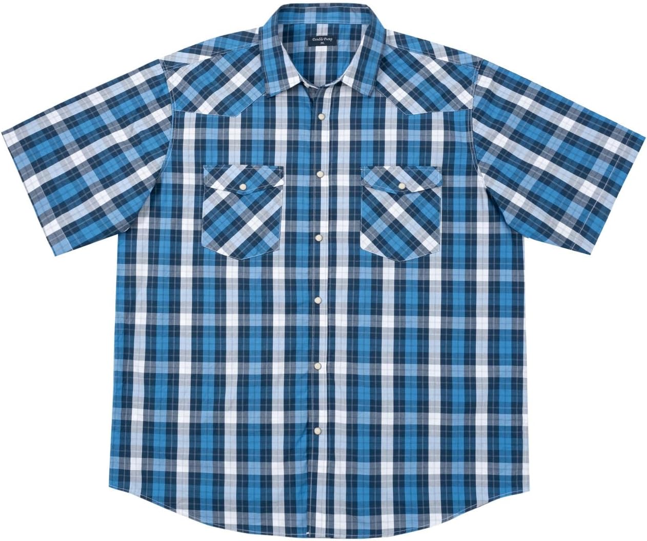 Big and Tall Western Pearl Snap Shirts for Men Cotton Short Sleeve Cowboy Plaid Casual Relaxed Fit XXL-6XL Tall