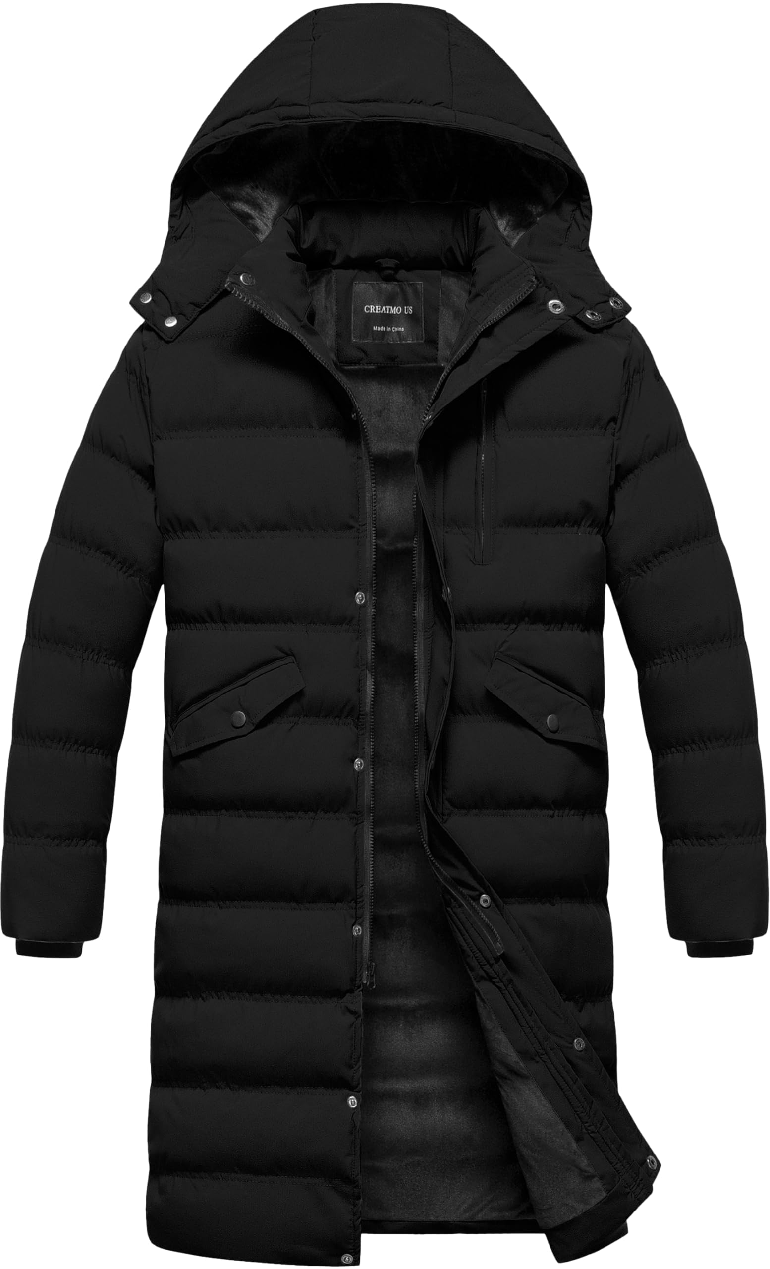 creatmo us Men's Long Winter Coat Waterproof Thicken Warm Parka Quilted Insulated Puffer Jacket with Removable Hood-picture-45