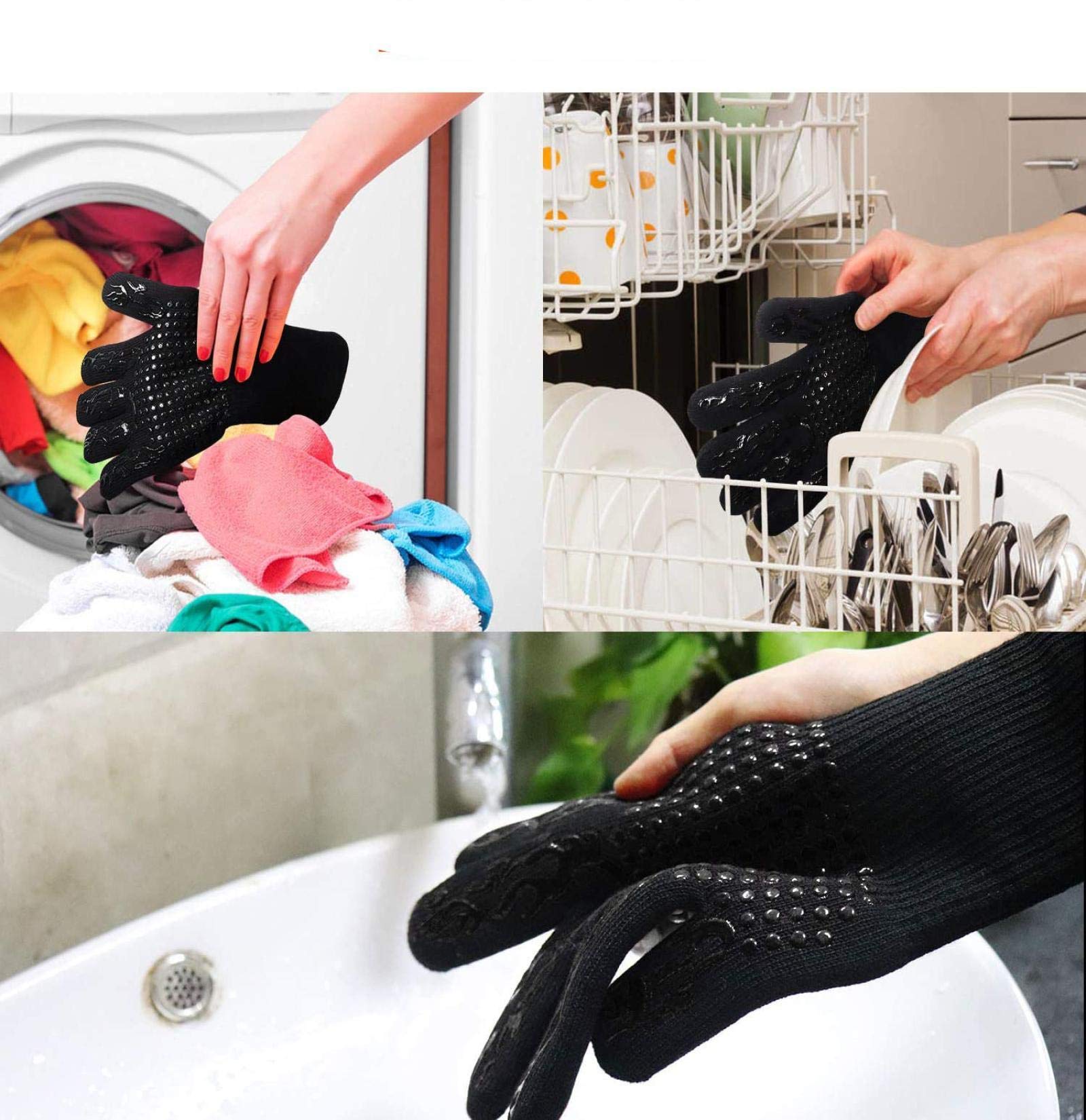 Lot de 2 gants en silicone aramide ignifuges pour four et chaudière à haute température