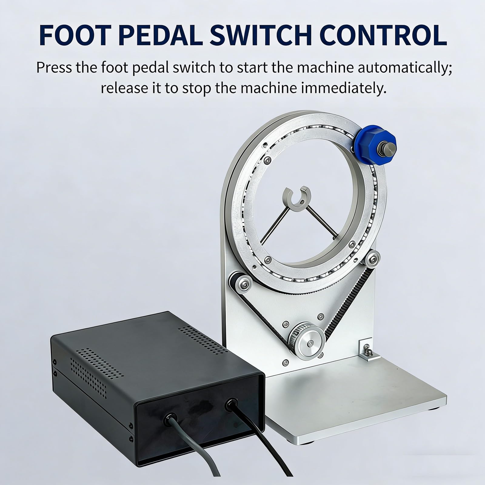 Envolvedora de cinta eléctrica automática, enrollador de cinta de arnés de cableado de rotación de 360°, velocidad ajustable de 10-1500 rpm, con anillo limitador e interruptor de pie para embalaje de