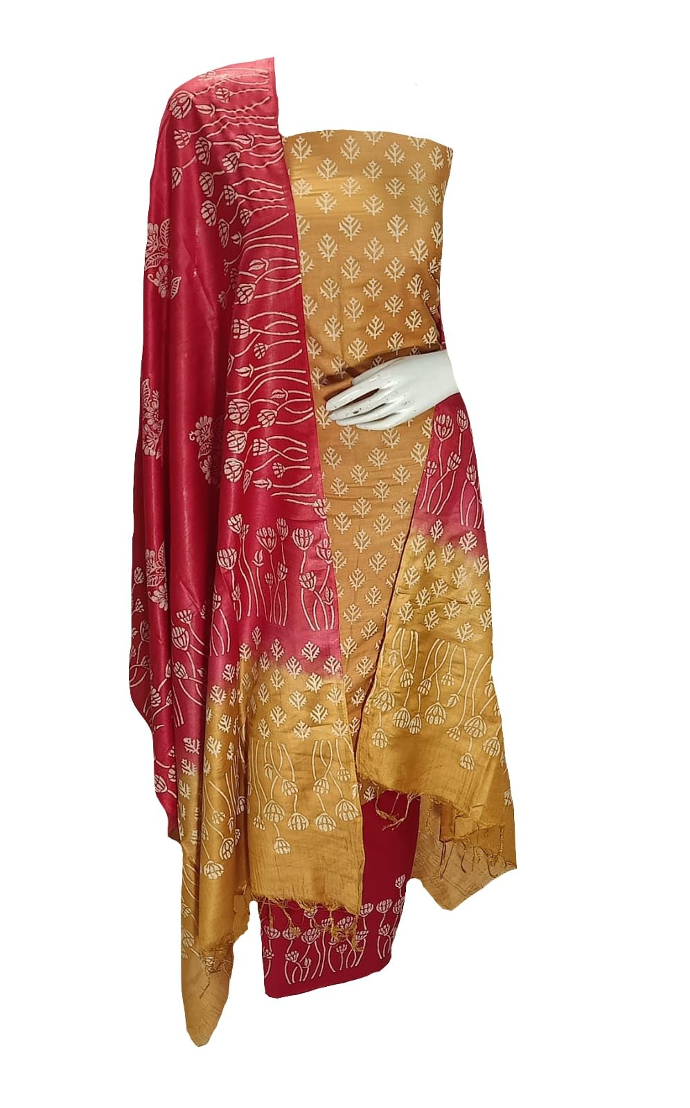 Katan Slub Silk Unstitched Salwar Suit Dress Material for Women & Girls with Dupatta | Hand Block Khari Print | Top-2.5M, Bottom-2.5M, Dupatta-2.4M | Ethnic Wear | Code 317-image-23