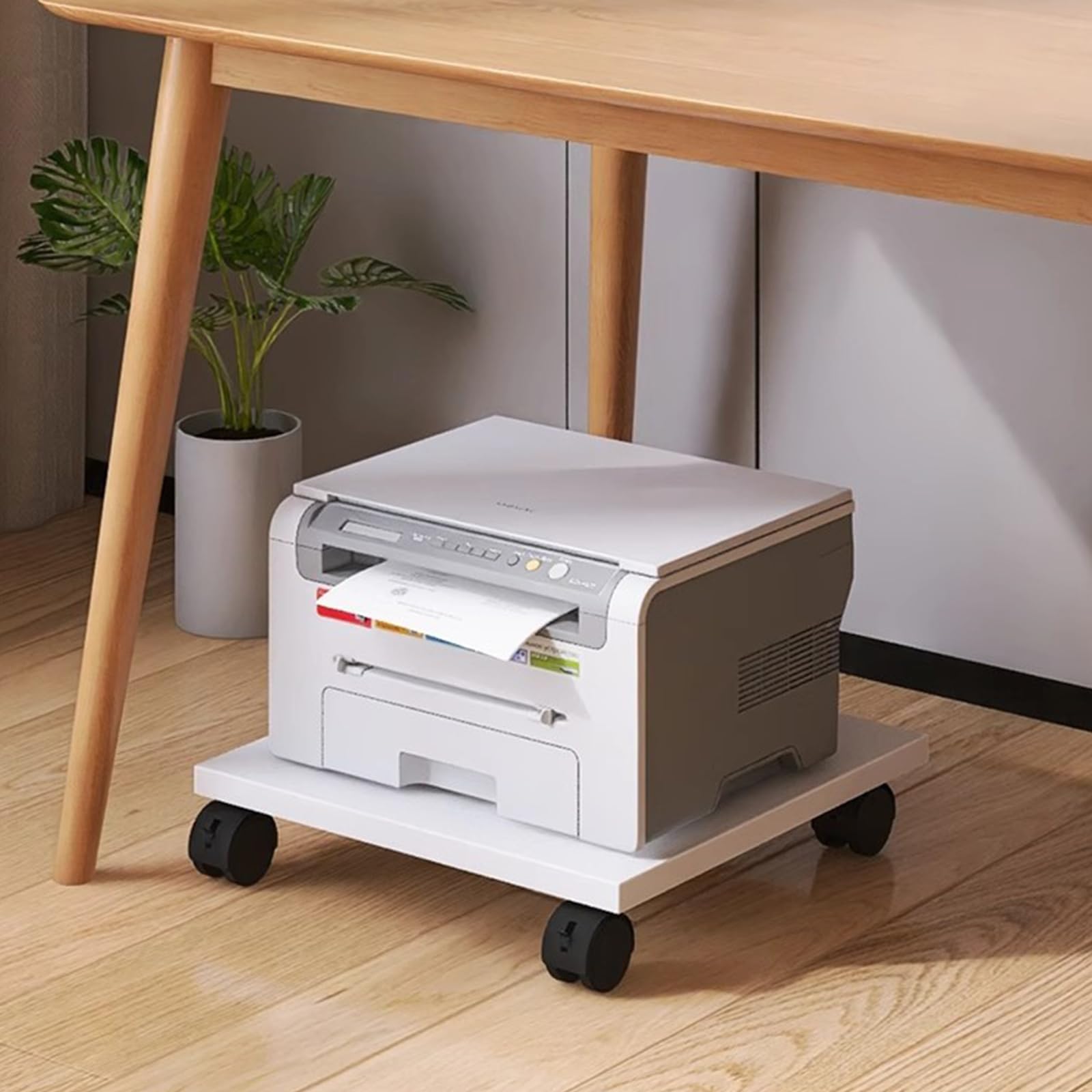 IEOWY Under Desk Printer Stand with Movable Shelf, 4 Lockable Wheels, CPU Holder, for Office Home Use, Ideal for Printers, Scanners, Copiers, and Plant Tray