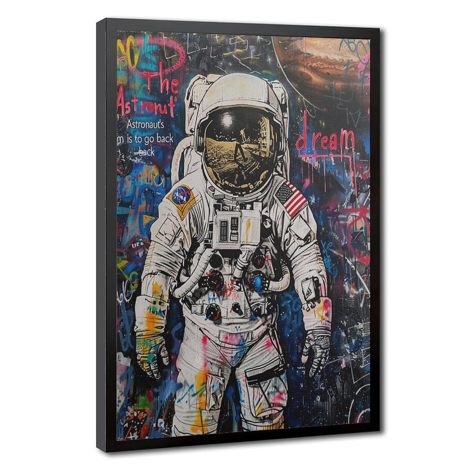 Bareronor Graffiti Astronaut Canvas Poster Bedroom Decor Landscape Office Room Decor Gift 12" L X 18" W