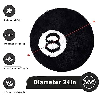 Amazon.com: 8 Ball Rug - 24 inch Black Round Carpet Billiard