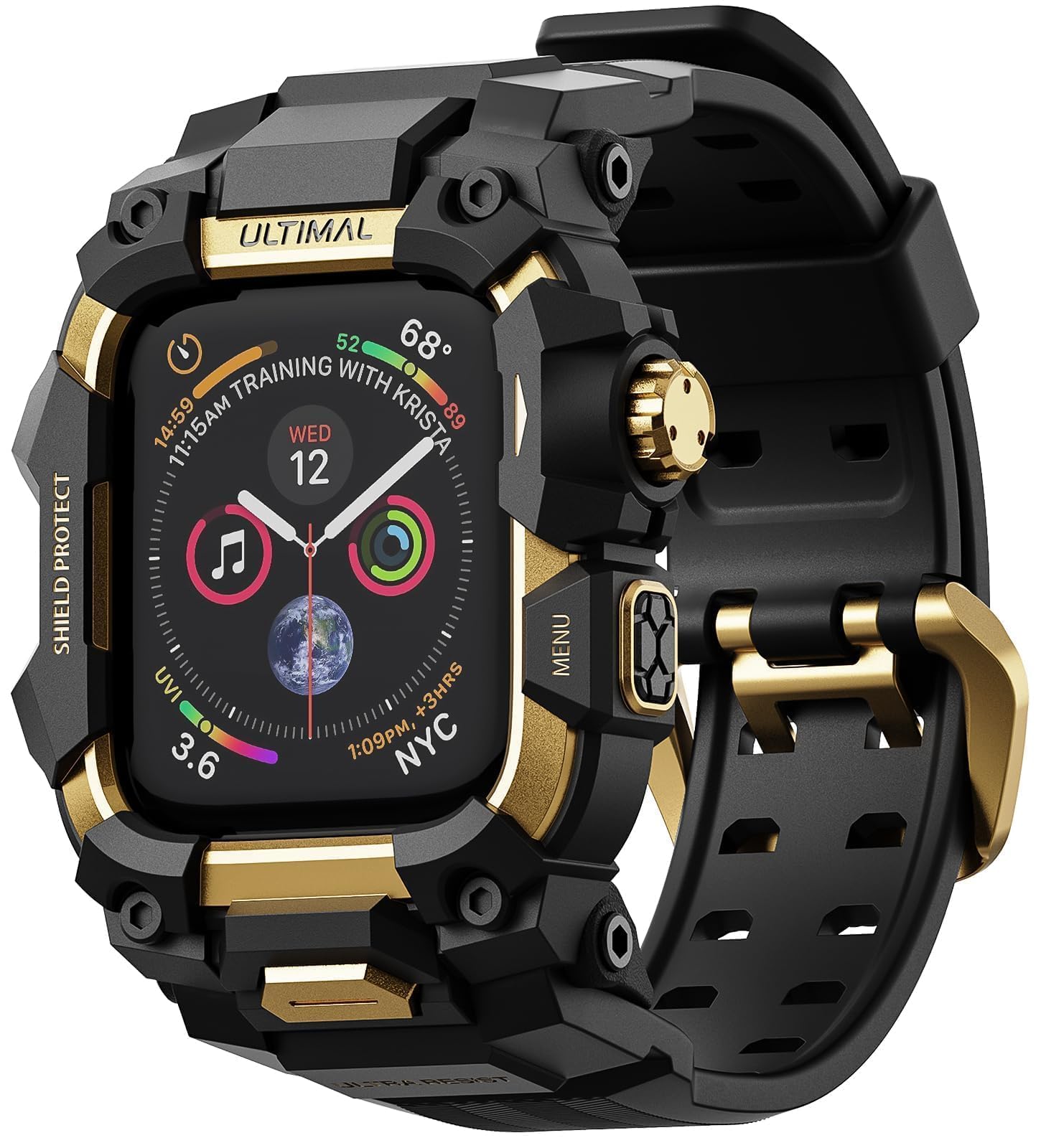 ULTIMAL Coque robuste avec bracelet pour Apple Watch de 49 mm, compatible avec Apple Watch Ultra 3/2/1, coque antichoc de qualité militaire pour iWatch bracelet tactique pour homme