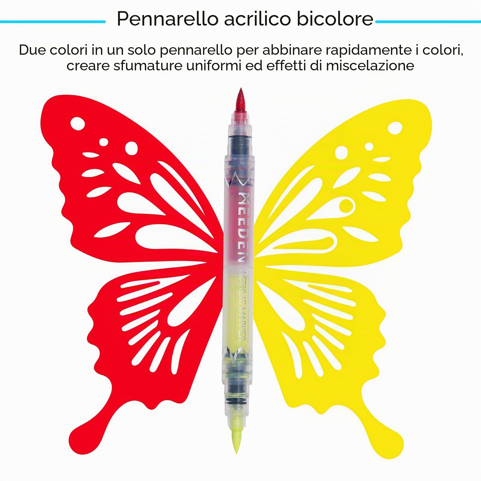 MEEDEN Pennarelli acrilici a doppia punta: 96 colori/48 pennarelli acrilici con controllo automatico dell'inchiostro per forniture artistiche, penne ad asciugatura rapida per roccia, legno, tela