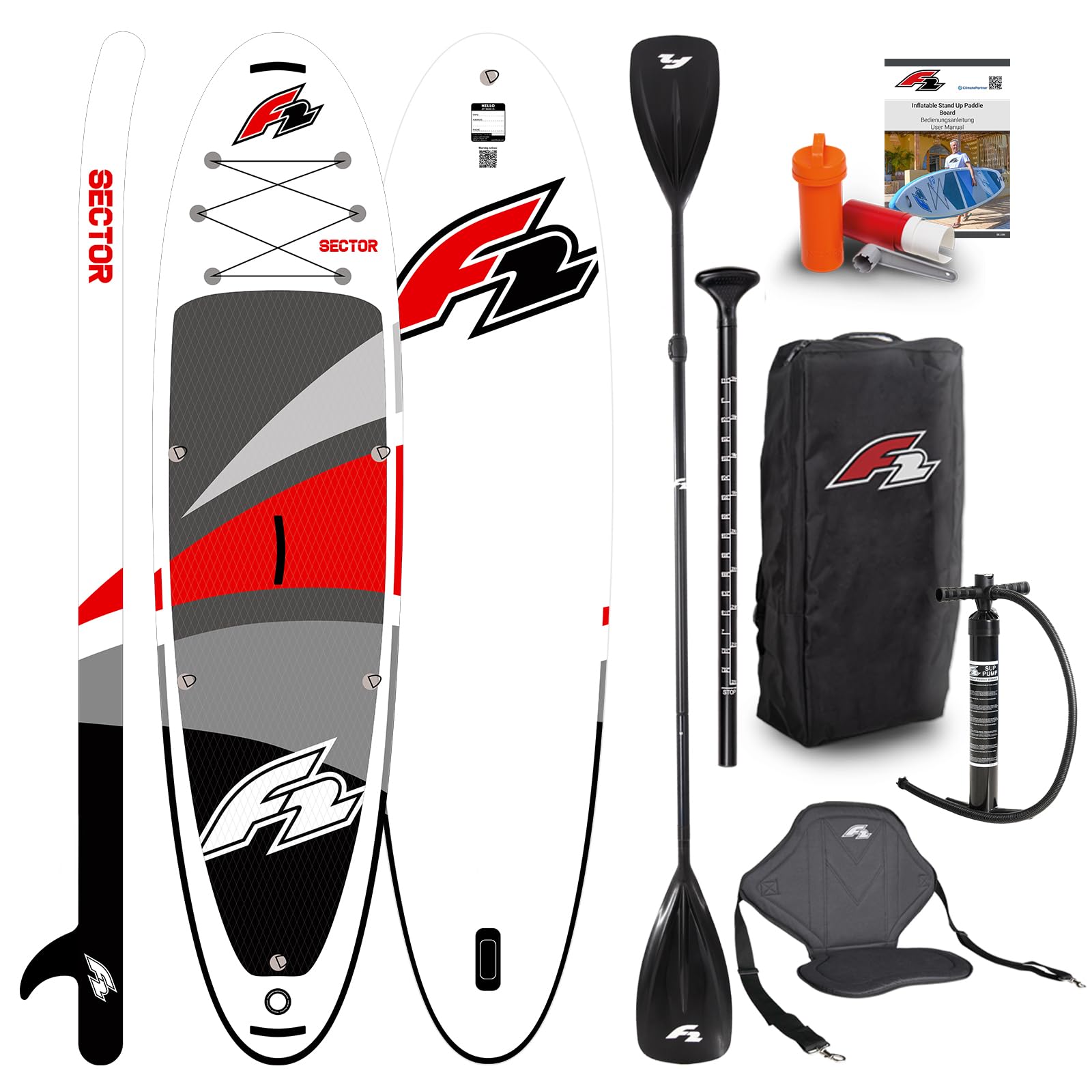 F2 Sector SUP 2024 - Tabla de paddle up de 10,5 pulgadas, color rojo