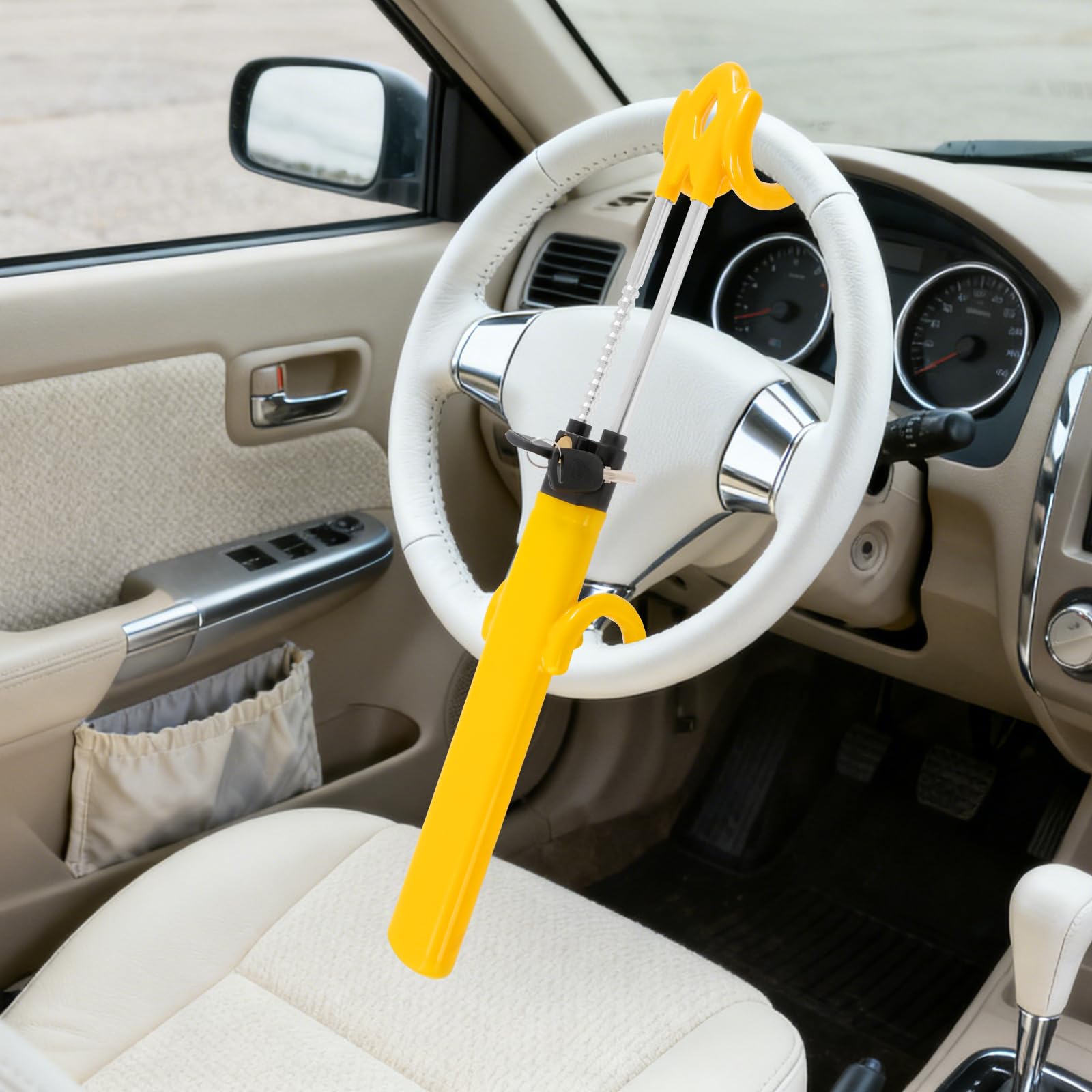 Antivol de volant de voiture avec 2 clés | Antivol de volant pour véhicules - Jaune - Anti-vol
