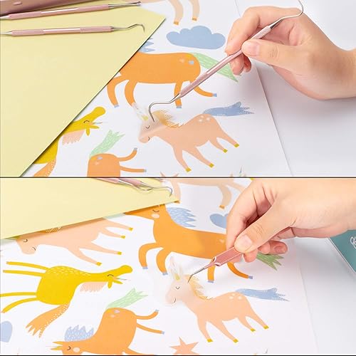 Miniatura 6 de Whaline Herramienta de vinilo adhesivo para manualidades, 4 piezas de precisión de acero inoxidable con estuche, kit de herramientas de manualidades