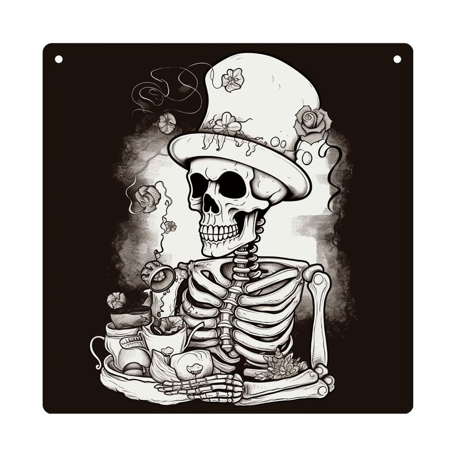 Adfgyerh Style Skeleton Chef Hanging Ornaments Window Hanging Modern Acrylic Decor For Living Room Bedroom Dining Room Hallway Office Wall Decor, 8X8 In