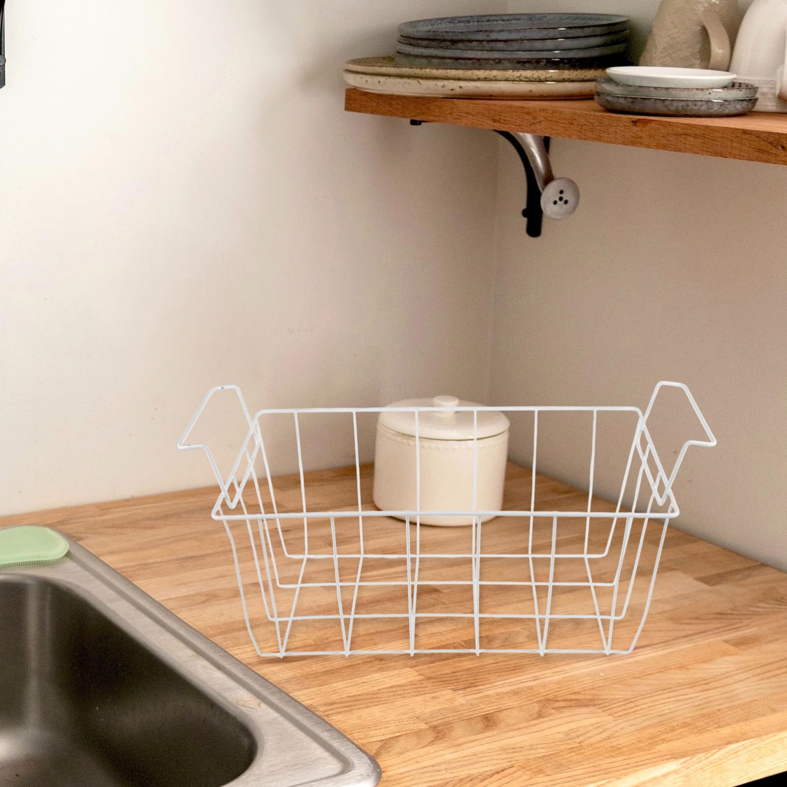 Cestello per Freezer in Acciaio Bianco, Organizer Frigorifero