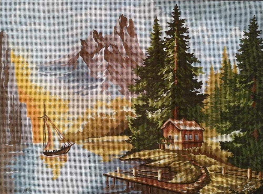 Kit de broderie au point de croix voilier toile HD 30x40cm pour apprendre facilement sans erreur