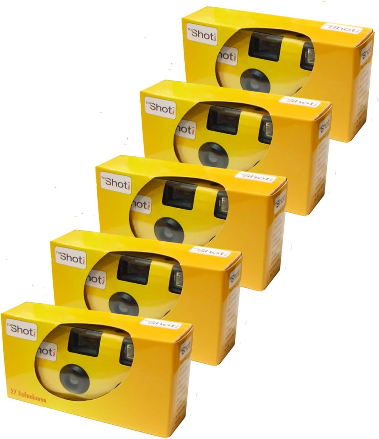 TopShot Single Use Cameras with 27 Photos and Built-In Flash Pack of 5