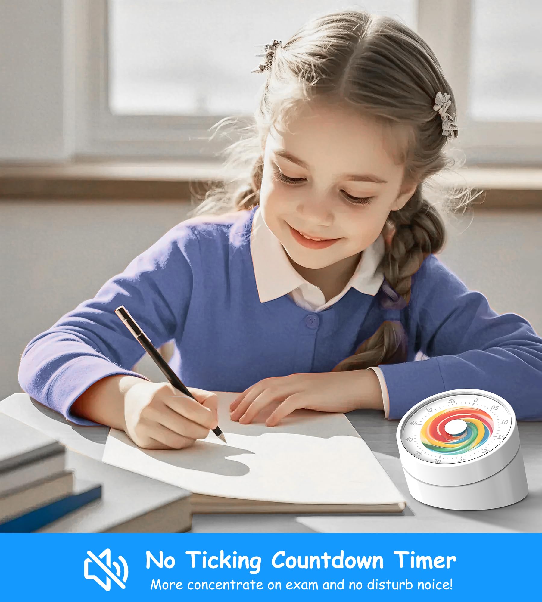 Temporizador visual para el aula para niños, temporizador de cuenta regresiva de 60 minutos para profesores y estudiantes, herramienta de cognición de tiempo de suministro de estudio de